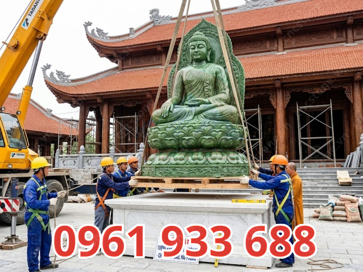 Tượng Phật Thích Ca Mâu Ni đá ngọc Ấn Độ cao 2.8m chuẩn bị lắp đặt tại Hải Phòng